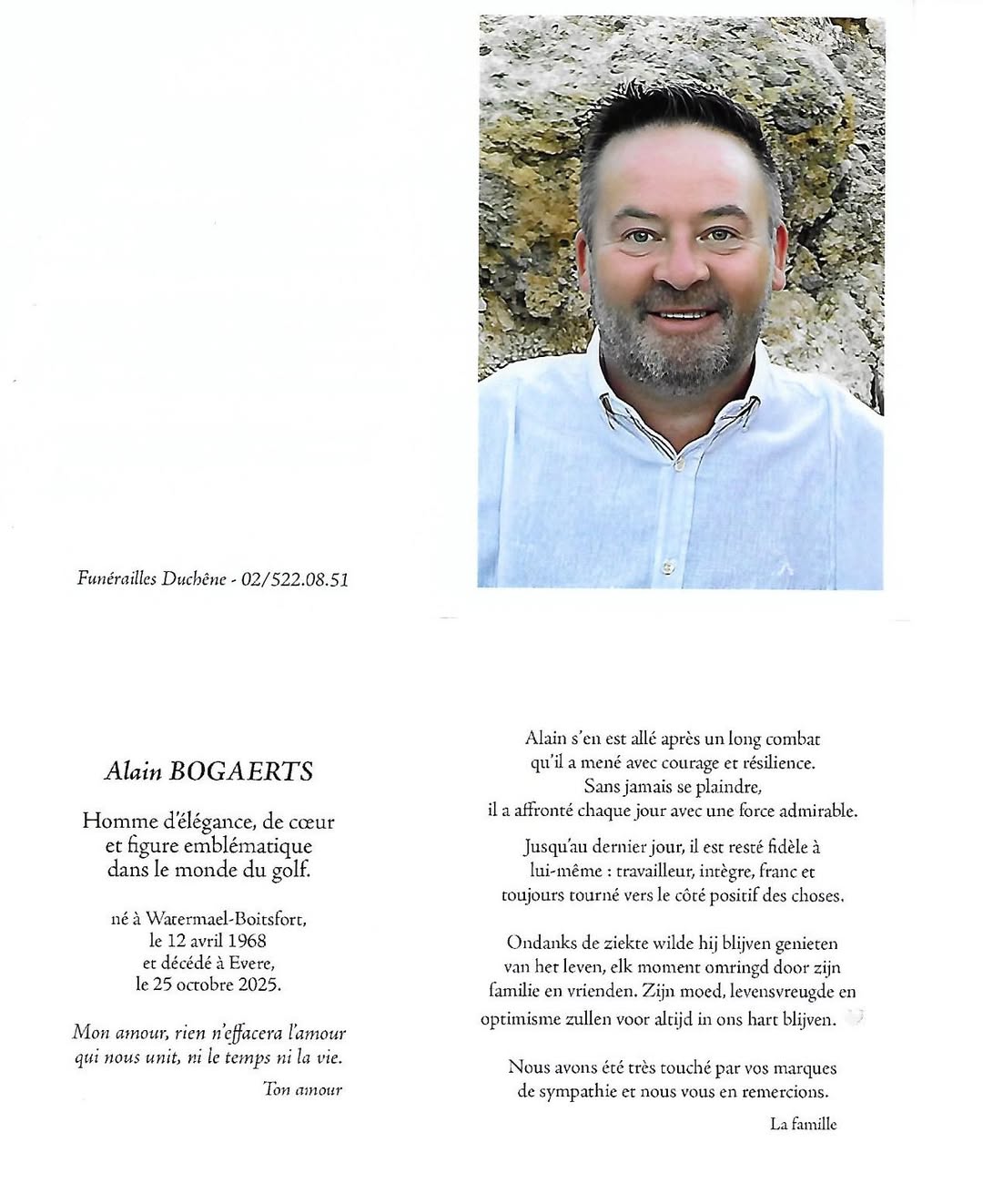 Rouwbrief Alain - Blog
