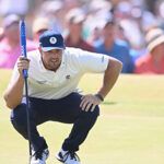Bryson DeChambeau op de hielen van Lucas Herbert in The Open