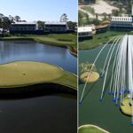 Des amateurs au 17e trou du TPC Sawgrass